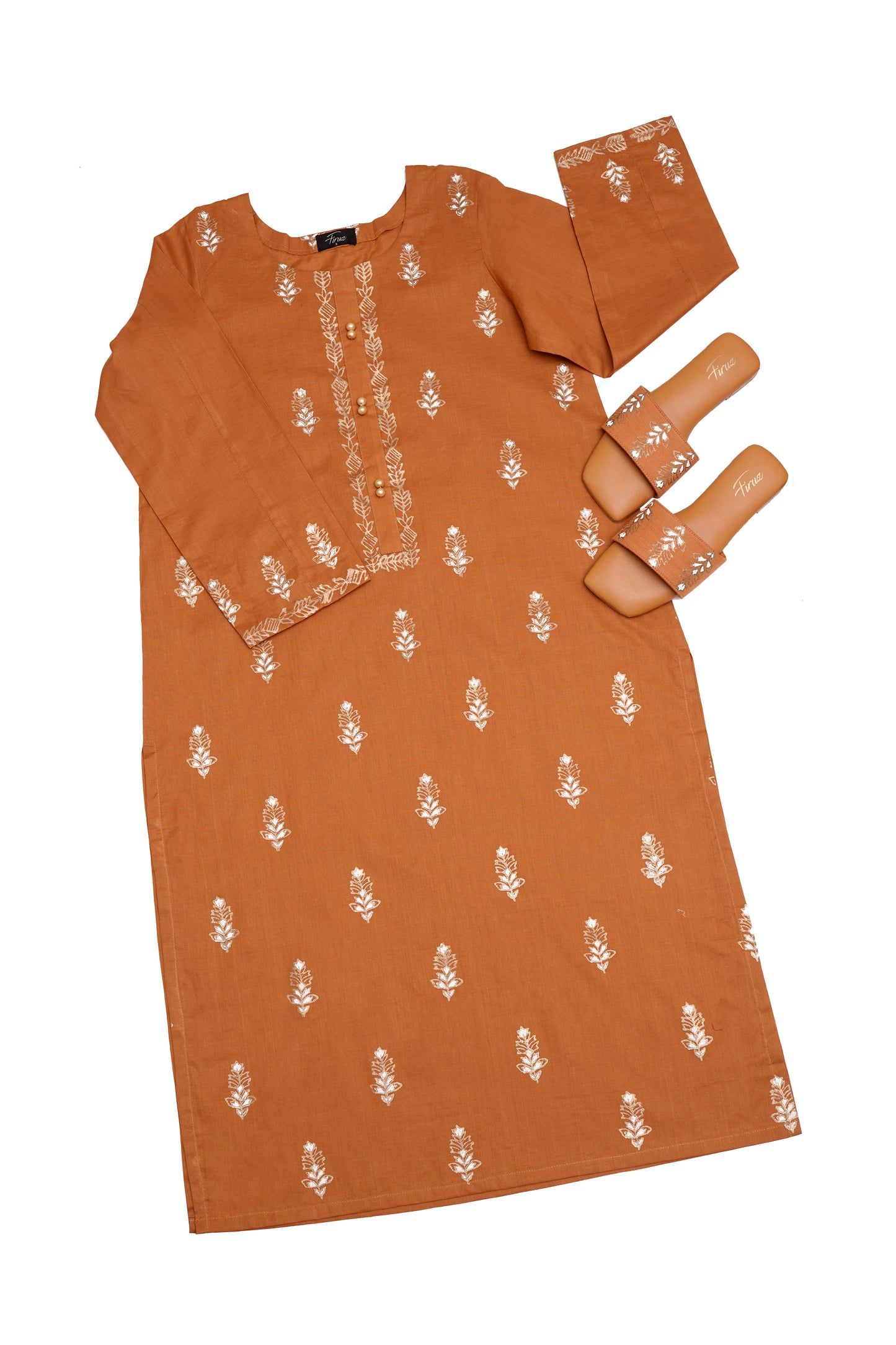 Tabassum (Rust) Stitched Shirt