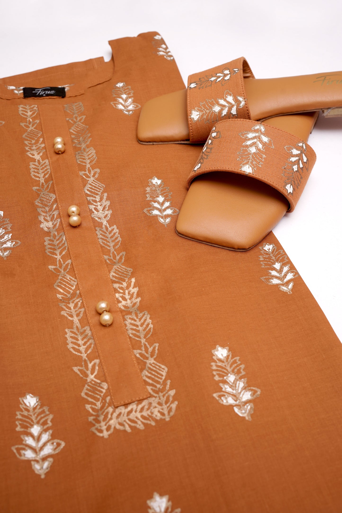 Tabassum (Rust) Stitched Shirt