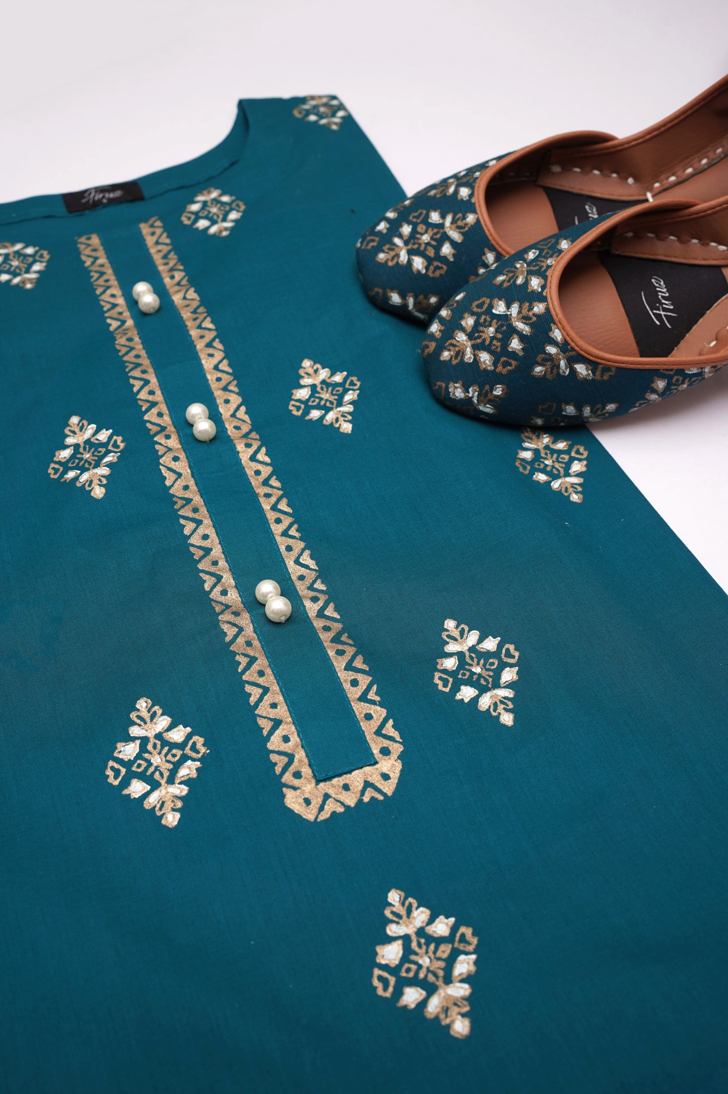 Musarrat (Teal) Stitched Shirt