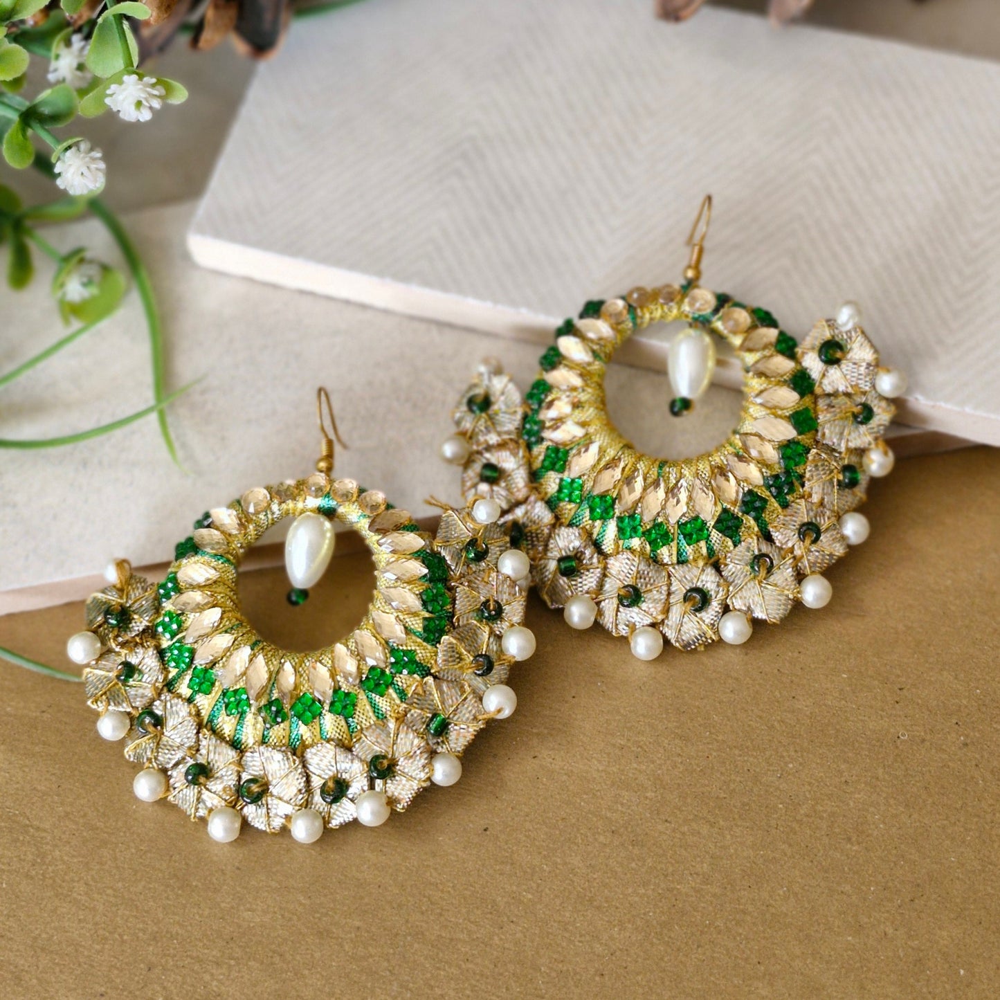 Nayab (Earrings) - Bottle Green