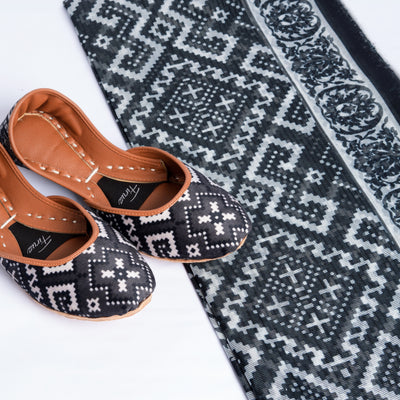 Black Geometric Pattern Duo Set