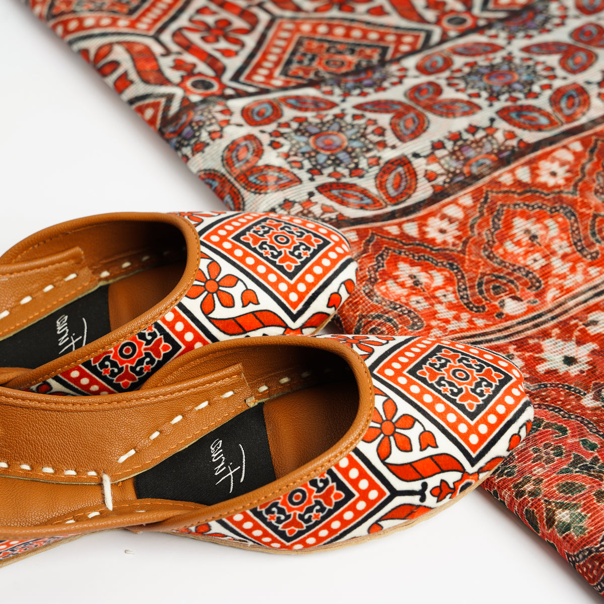 Red Geometric Pattern Duo Set