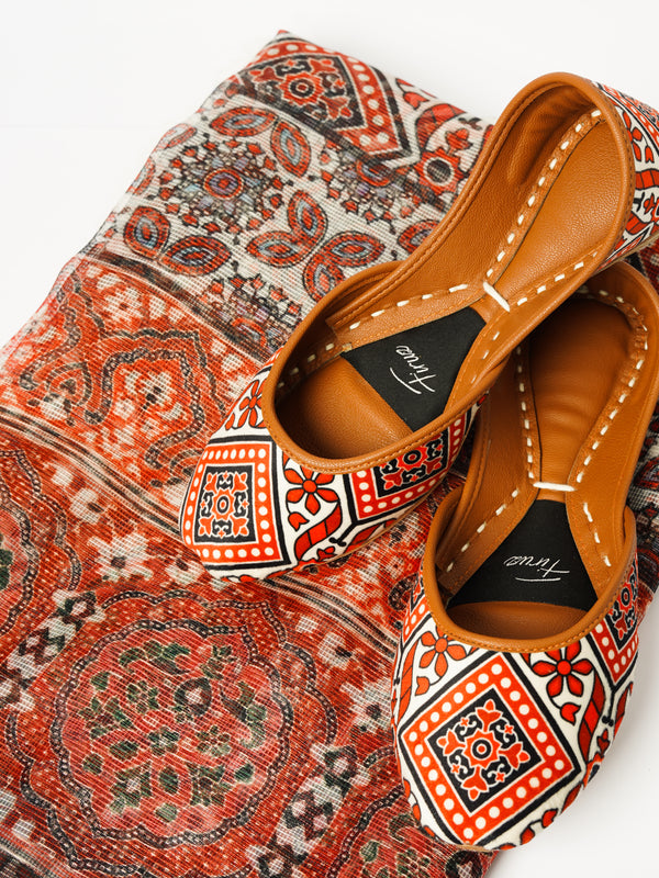 Red Geometric Pattern Duo Set