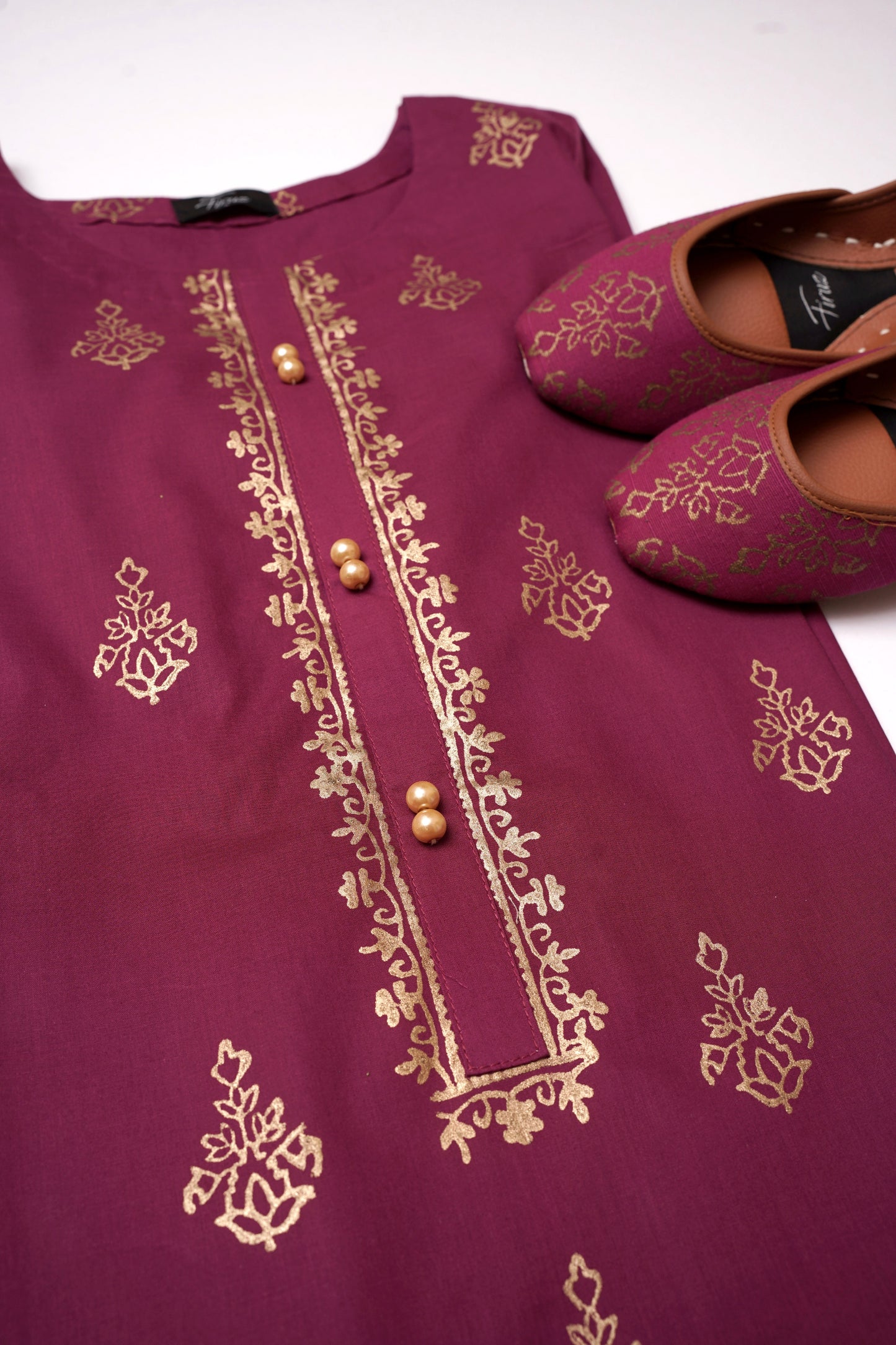 Aabshaar (Magenta) Stitched Shirt