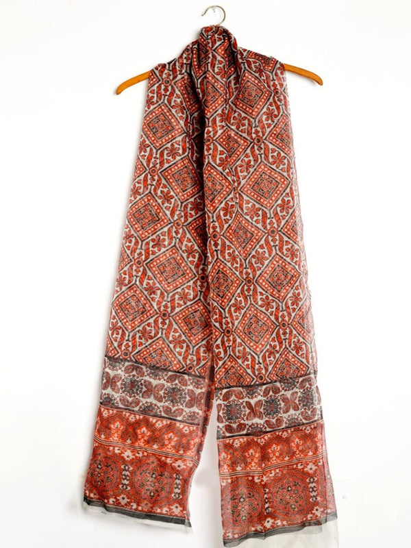 Red Geometric Square Dupatta