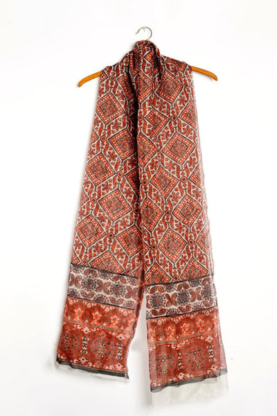Red Geometric Square Dupatta
