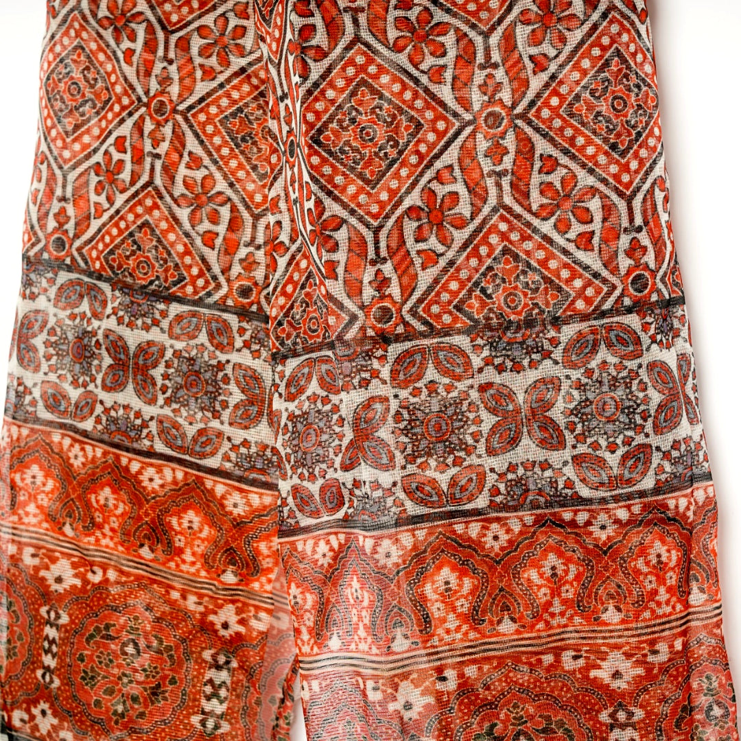 Red Geometric Square Dupatta